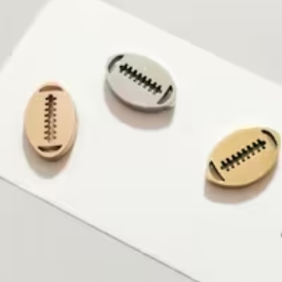 NEW! AWESOME STAINLESS FOOTBALL RUGBY STUD EARRINGS - Hypoallergenic! - Picture 1 of 4